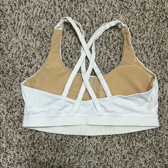 Women's White Crisscross Sports Bra - Picture 3 of 4
